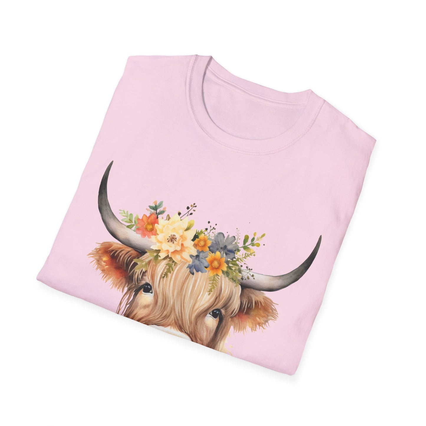 Floral Cow Unisex Softstyle T-Shirt