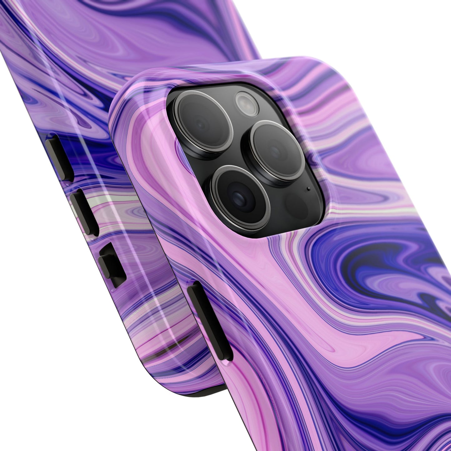 Marble Swirl Tough Phone Case - Artistic Purple and Pink Design