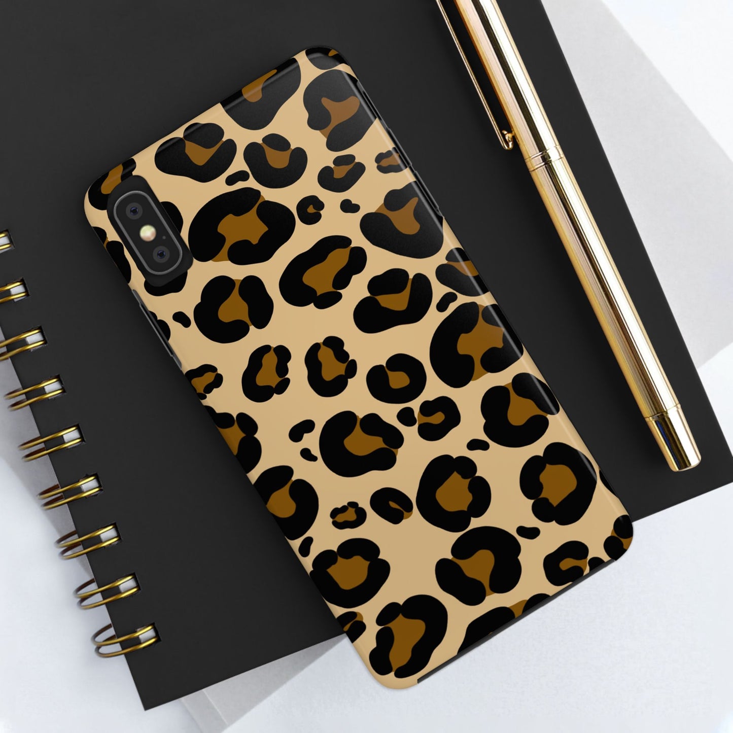 Chic Leopard Print Tough Phone Case - Durable Protection with Style