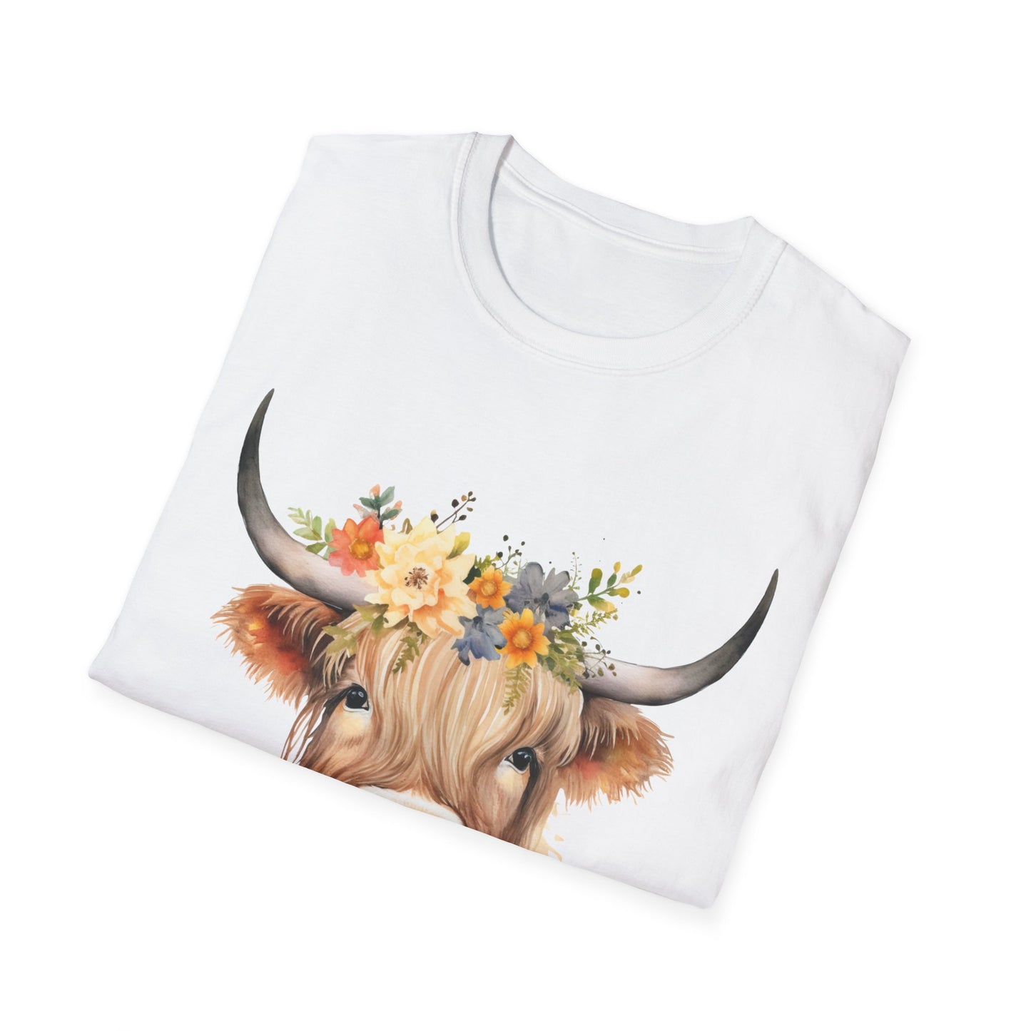 Floral Cow Unisex Softstyle T-Shirt