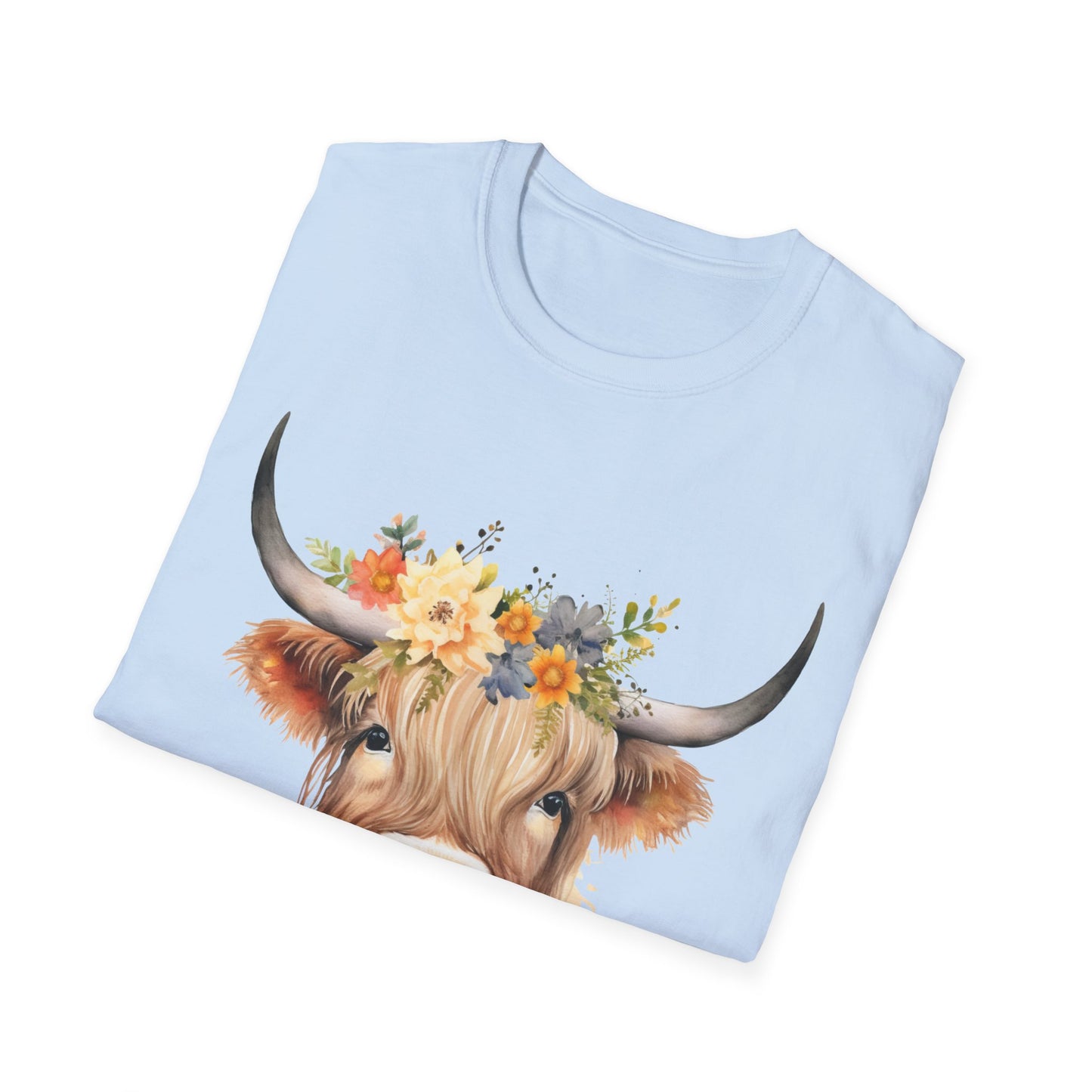 Floral Cow Unisex Softstyle T-Shirt