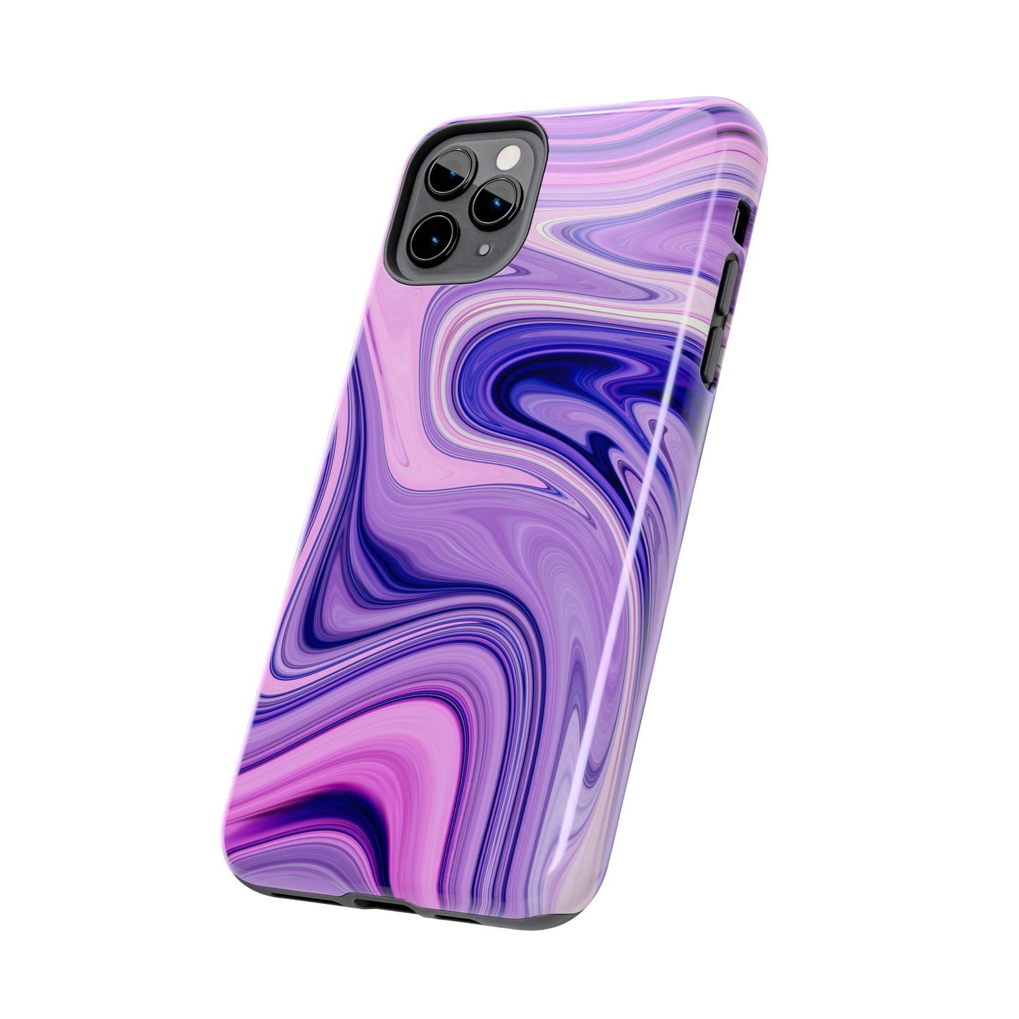 Marble Swirl Tough Phone Case - Artistic Purple and Pink Design