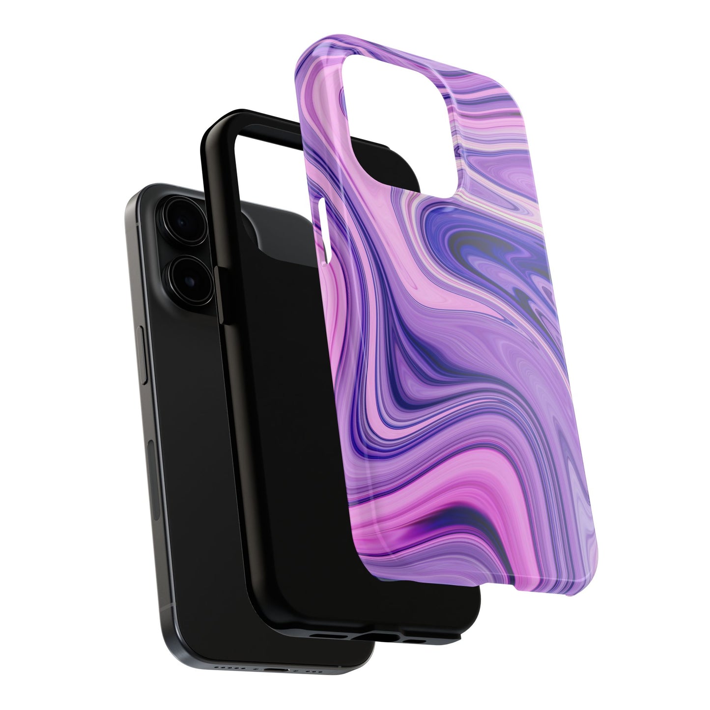 Marble Swirl Tough Phone Case - Artistic Purple and Pink Design