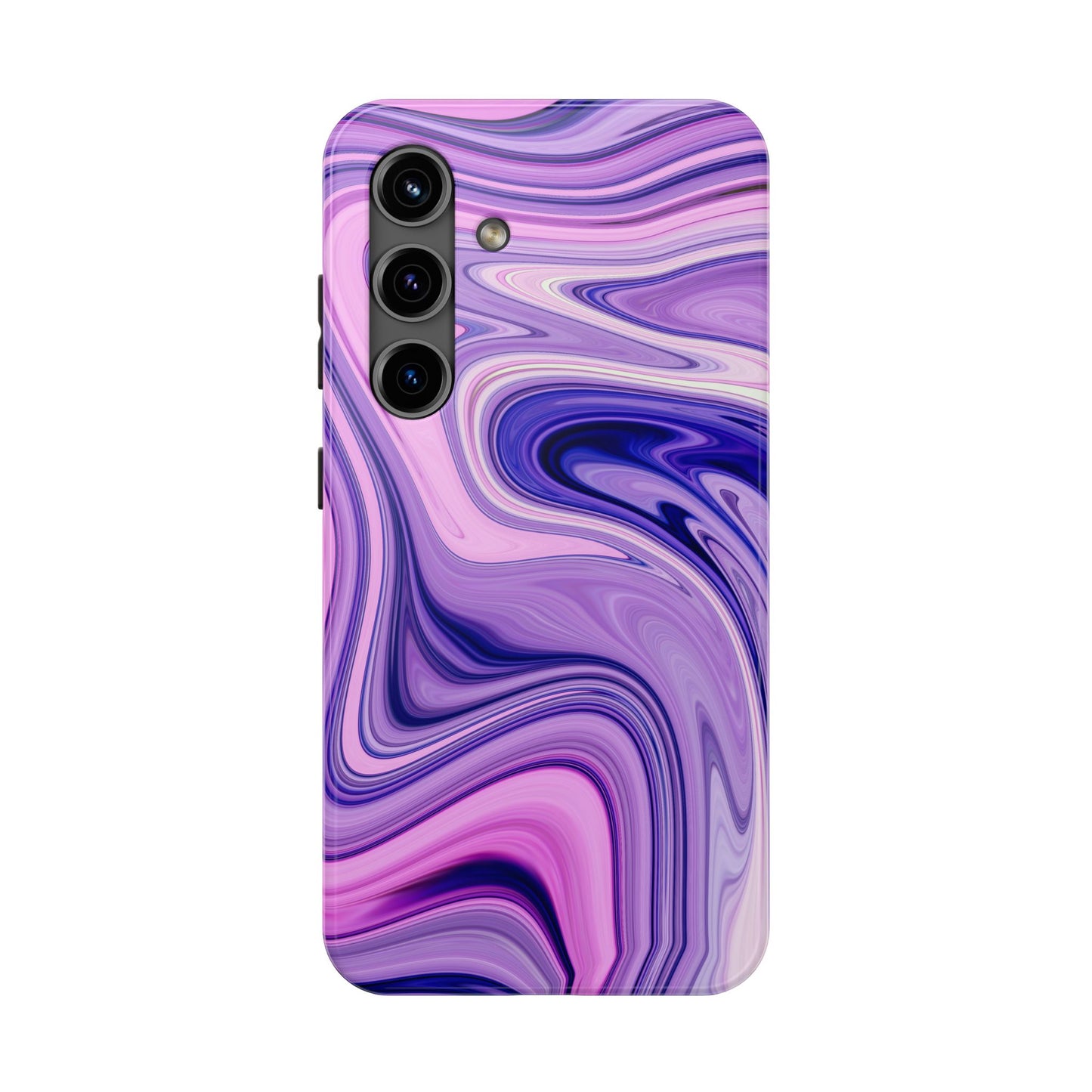 Marble Swirl Tough Phone Case - Artistic Purple and Pink Design