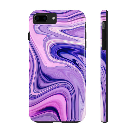 Marble Swirl Tough Phone Case - Artistic Purple and Pink Design