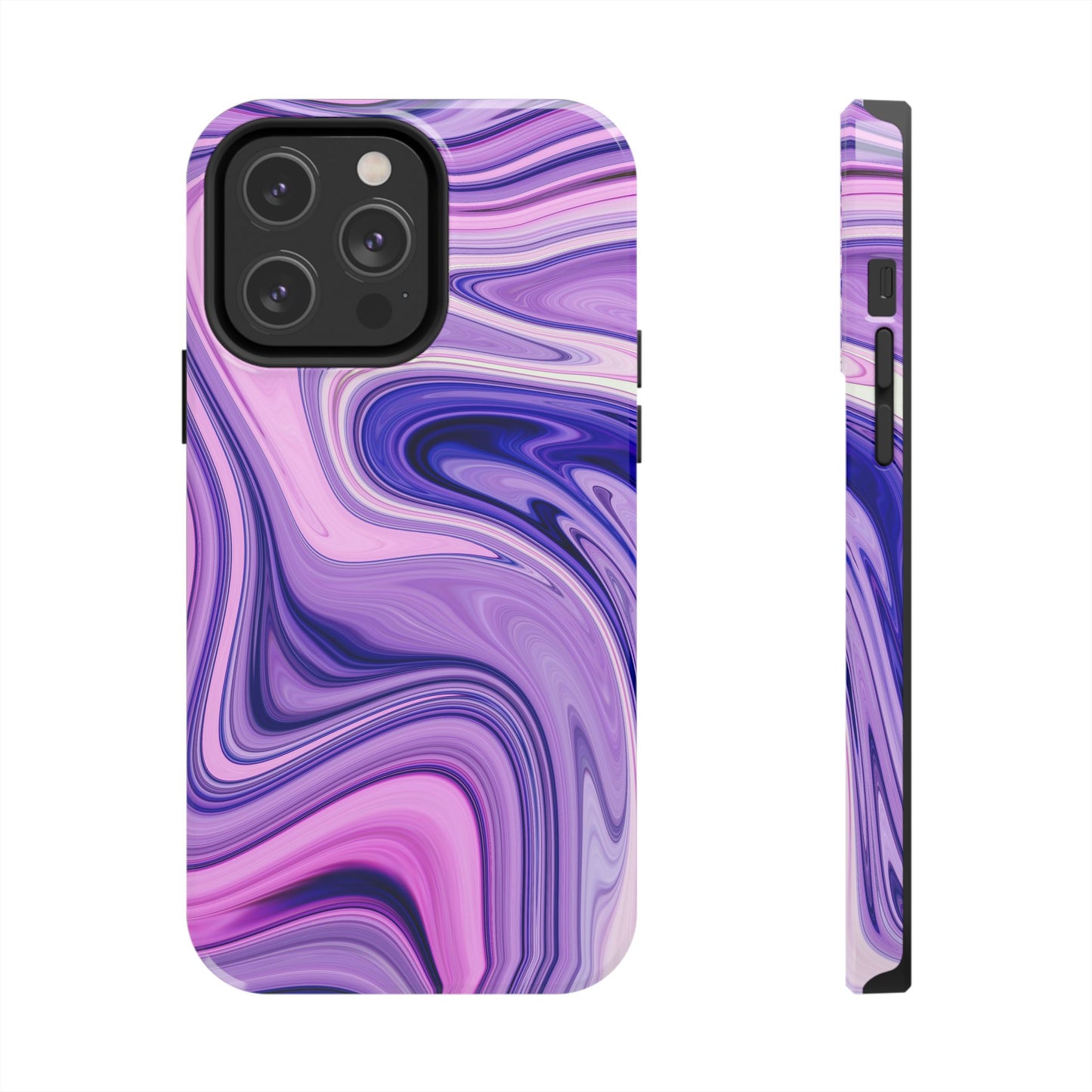 Marble Swirl Tough Phone Case - Artistic Purple and Pink Design