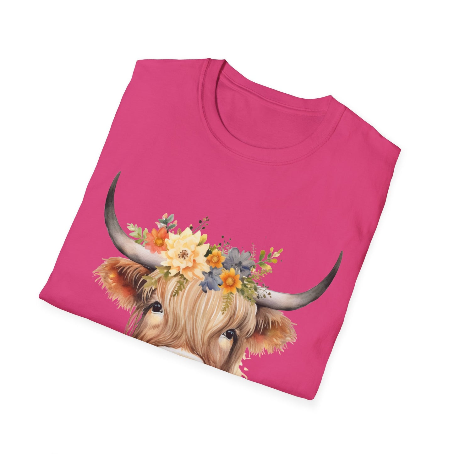 Floral Cow Unisex Softstyle T-Shirt