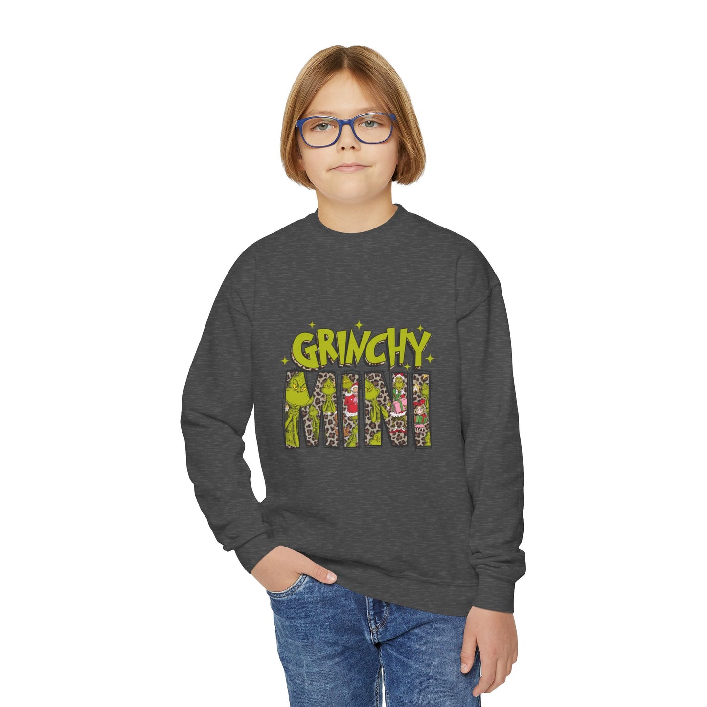 Grinchy Mini Youth Crewneck Sweatshirt - Cozy Holiday Style for Kids