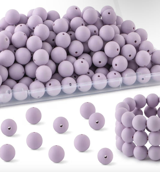 15mm Lilac Silicone Beads