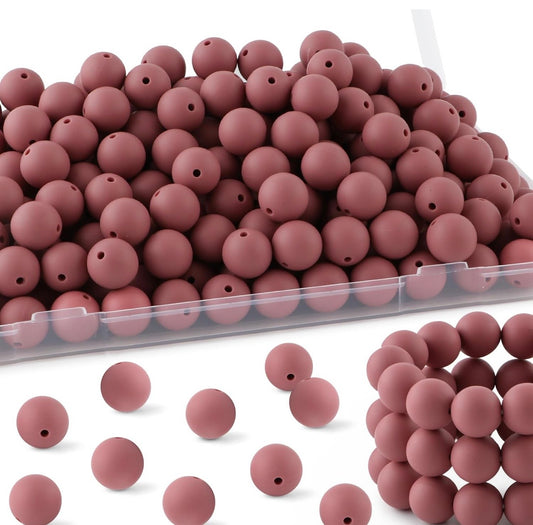 15mm Dark Pink Silicone Beads