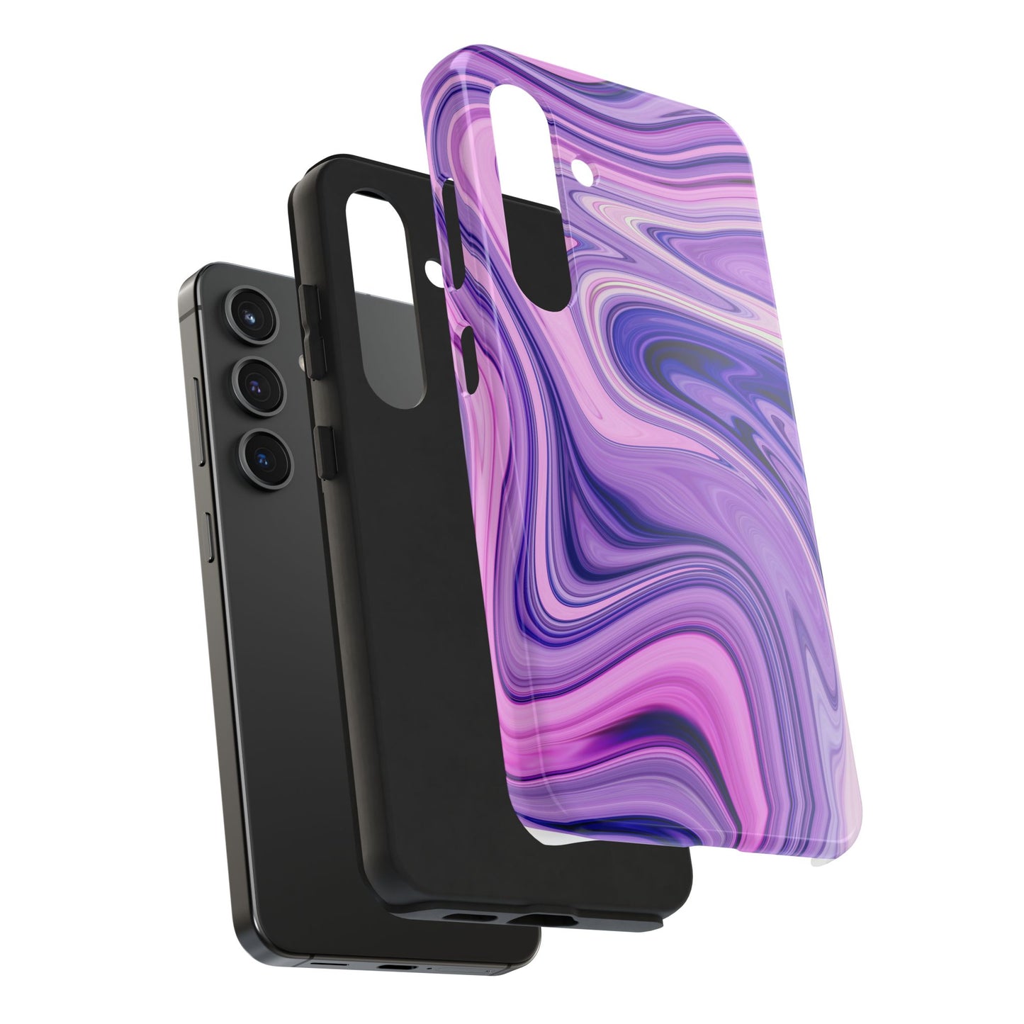 Marble Swirl Tough Phone Case - Artistic Purple and Pink Design