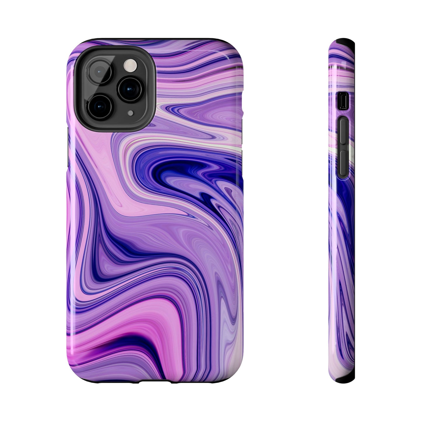 Marble Swirl Tough Phone Case - Artistic Purple and Pink Design