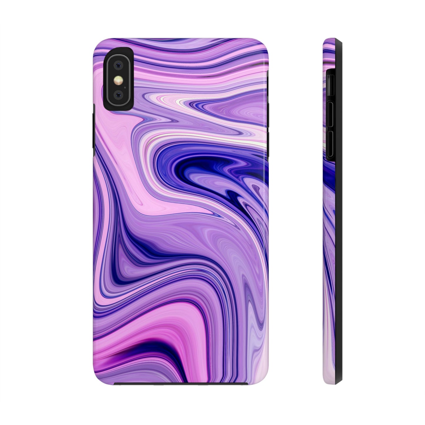 Marble Swirl Tough Phone Case - Artistic Purple and Pink Design