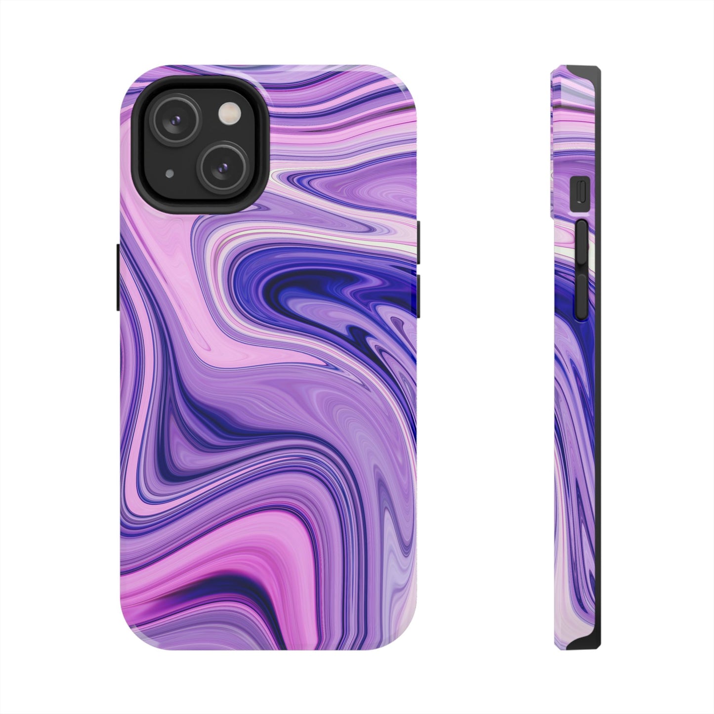 Marble Swirl Tough Phone Case - Artistic Purple and Pink Design