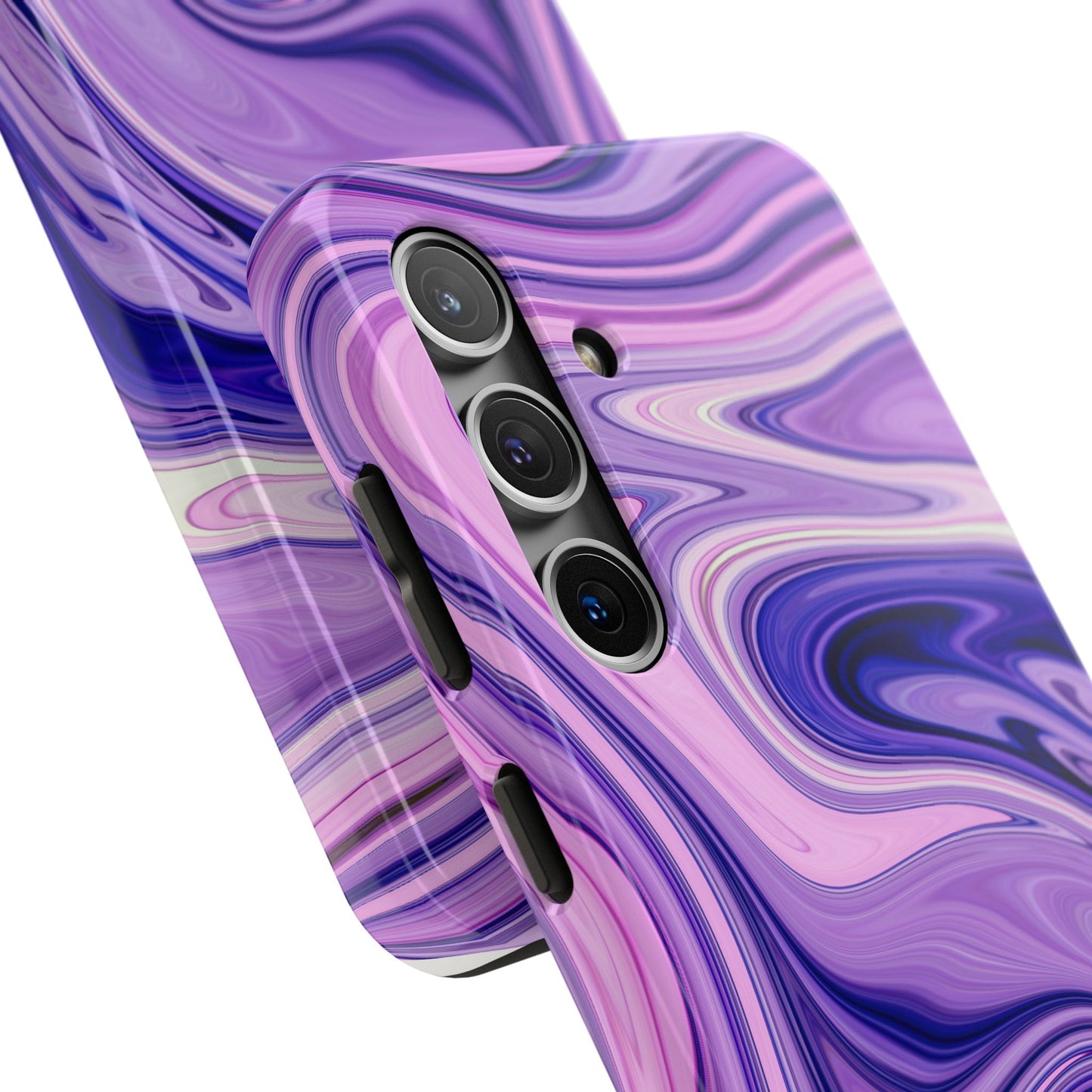 Marble Swirl Tough Phone Case - Artistic Purple and Pink Design