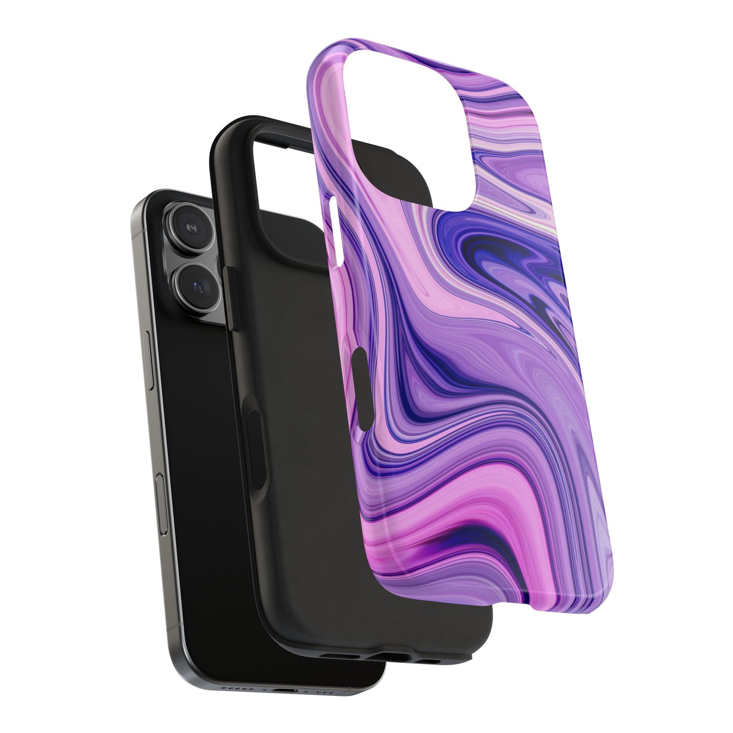 Marble Swirl Tough Phone Case - Artistic Purple and Pink Design