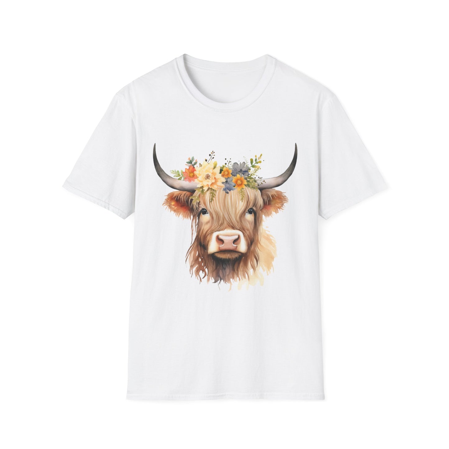 Floral Cow Unisex Softstyle T-Shirt