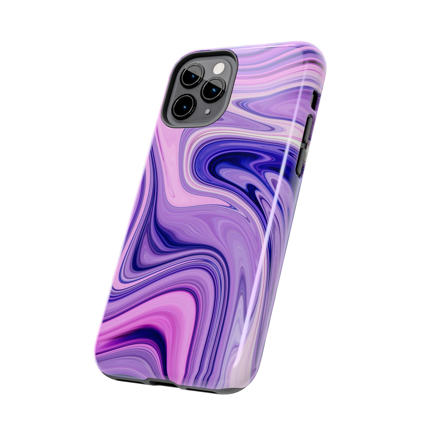 Marble Swirl Tough Phone Case - Artistic Purple and Pink Design