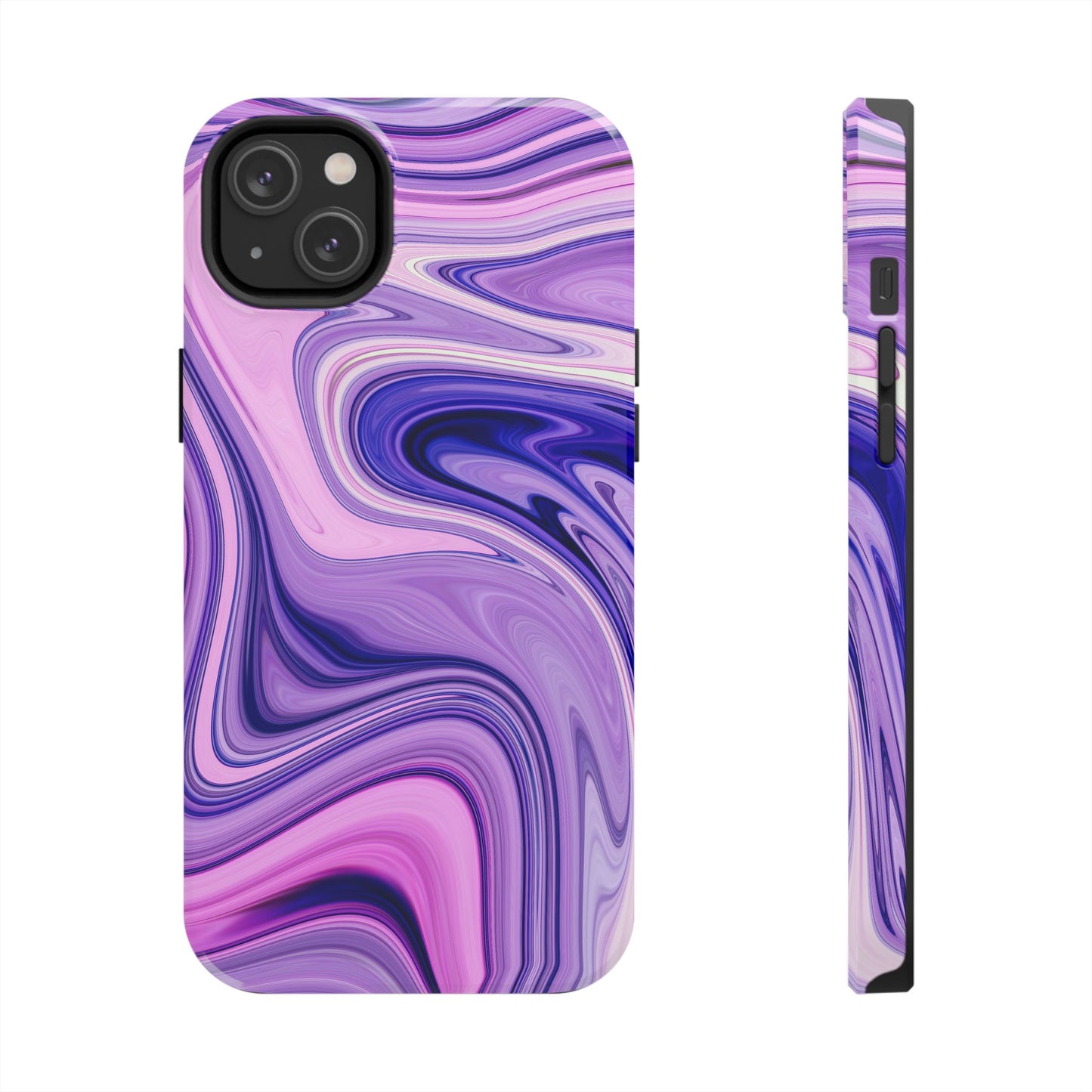 Marble Swirl Tough Phone Case - Artistic Purple and Pink Design