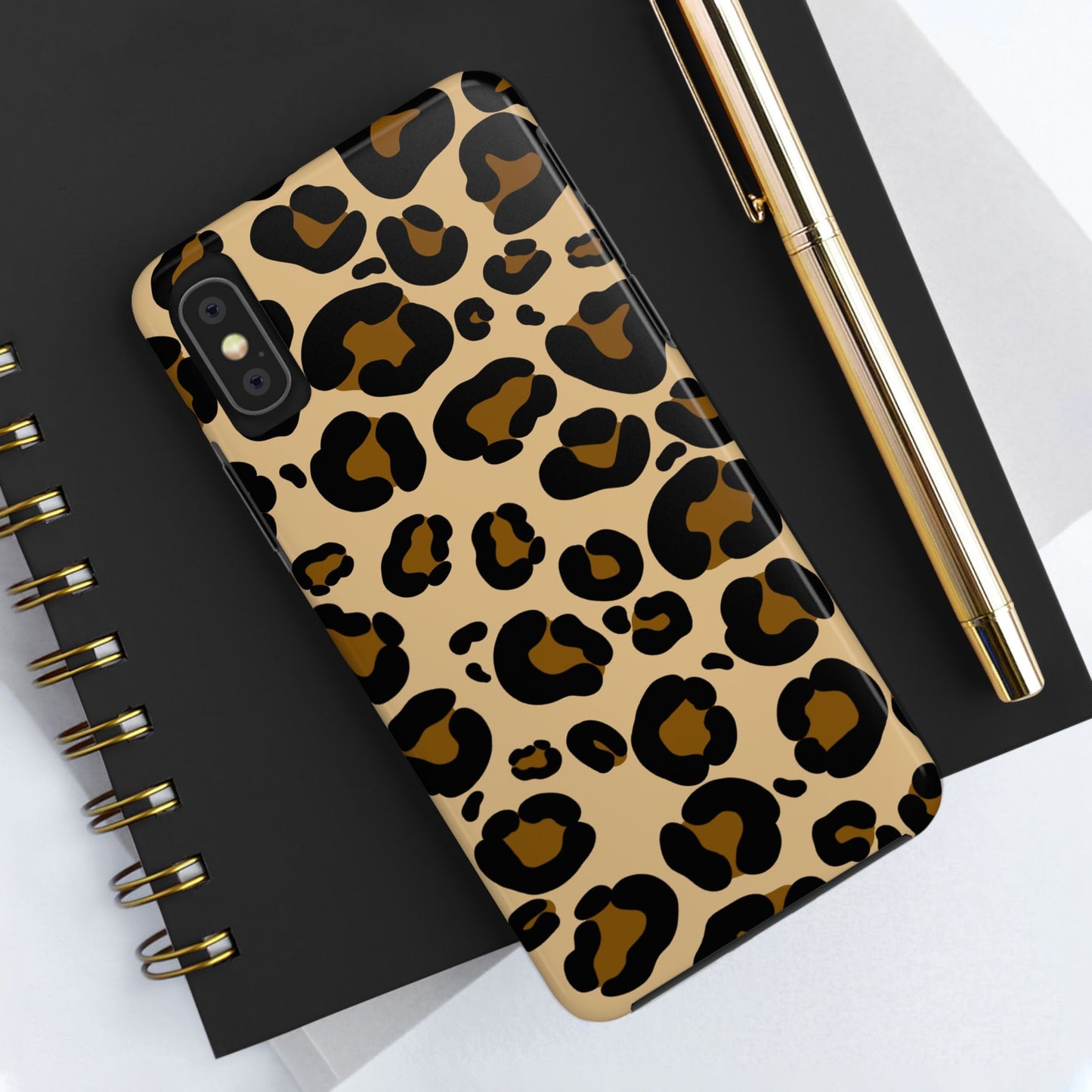 Chic Leopard Print Tough Phone Case - Durable Protection with Style