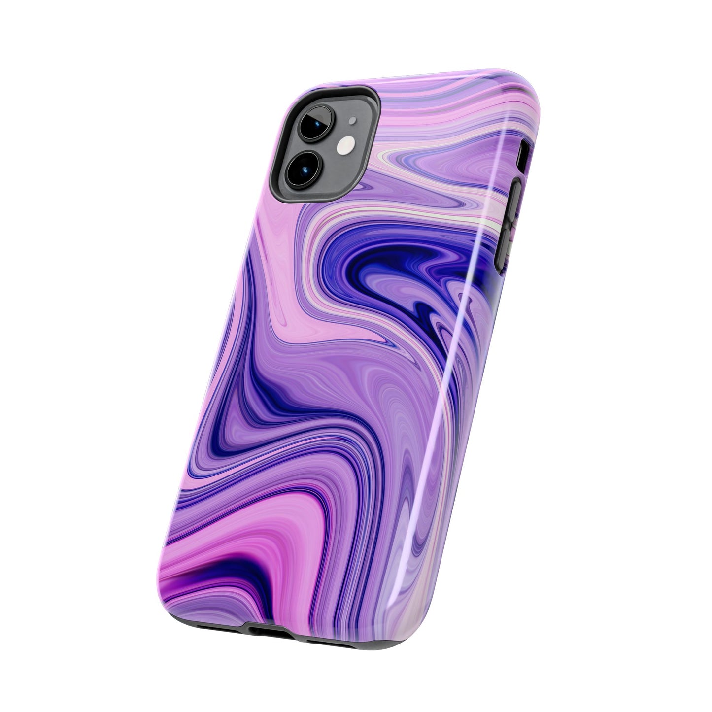 Marble Swirl Tough Phone Case - Artistic Purple and Pink Design