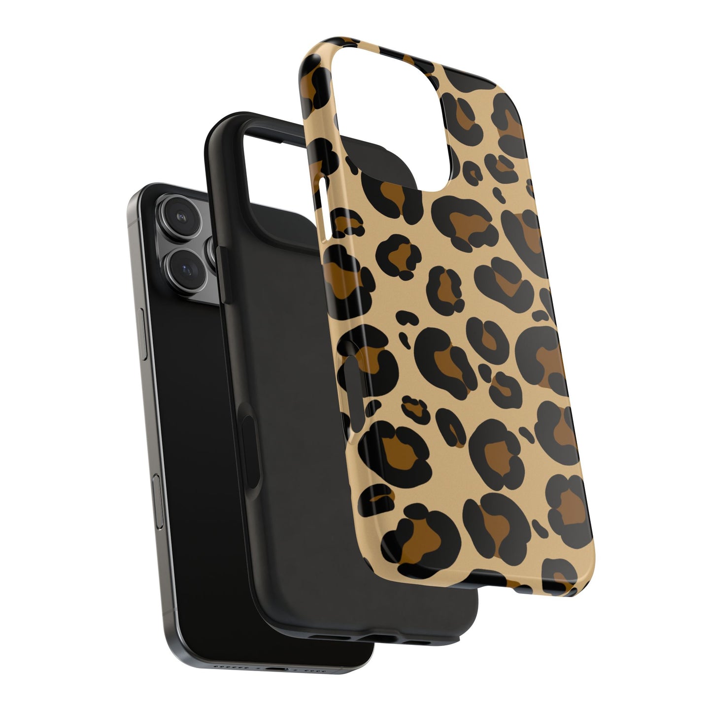 Chic Leopard Print Tough Phone Case - Durable Protection with Style