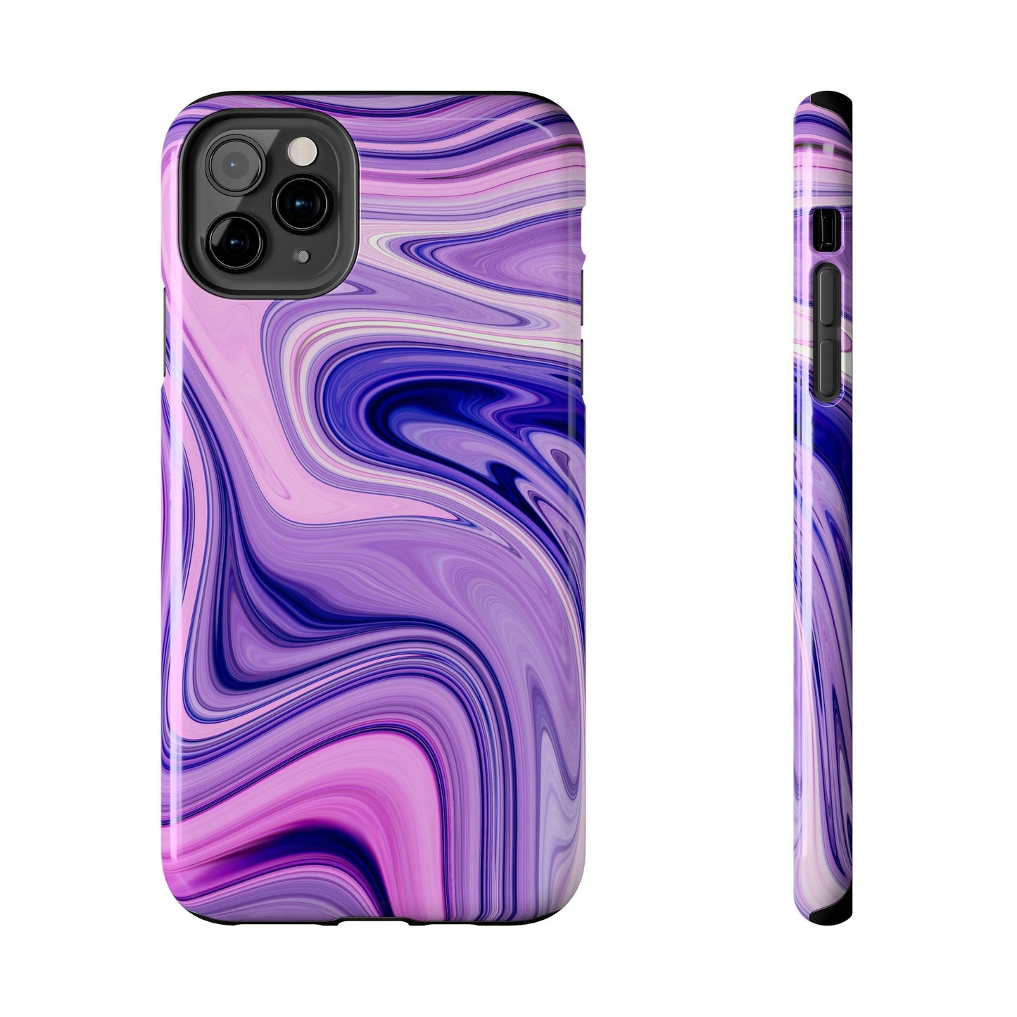 Marble Swirl Tough Phone Case - Artistic Purple and Pink Design