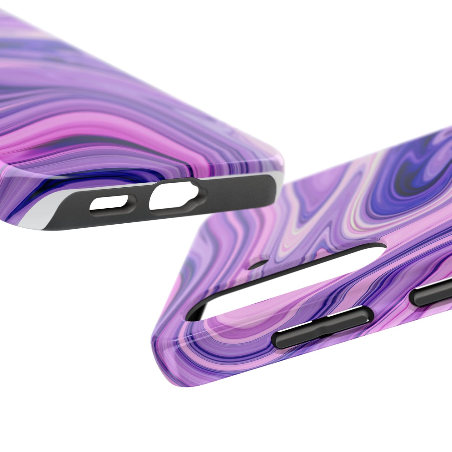 Marble Swirl Tough Phone Case - Artistic Purple and Pink Design