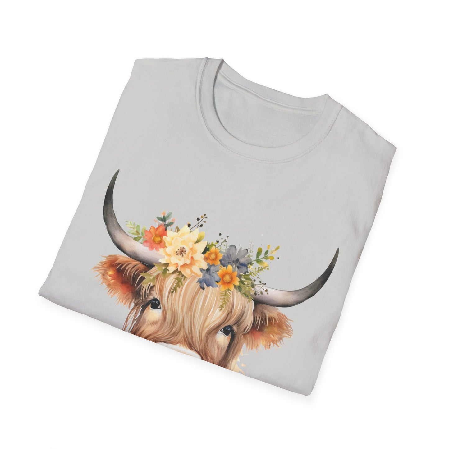 Floral Cow Unisex Softstyle T-Shirt