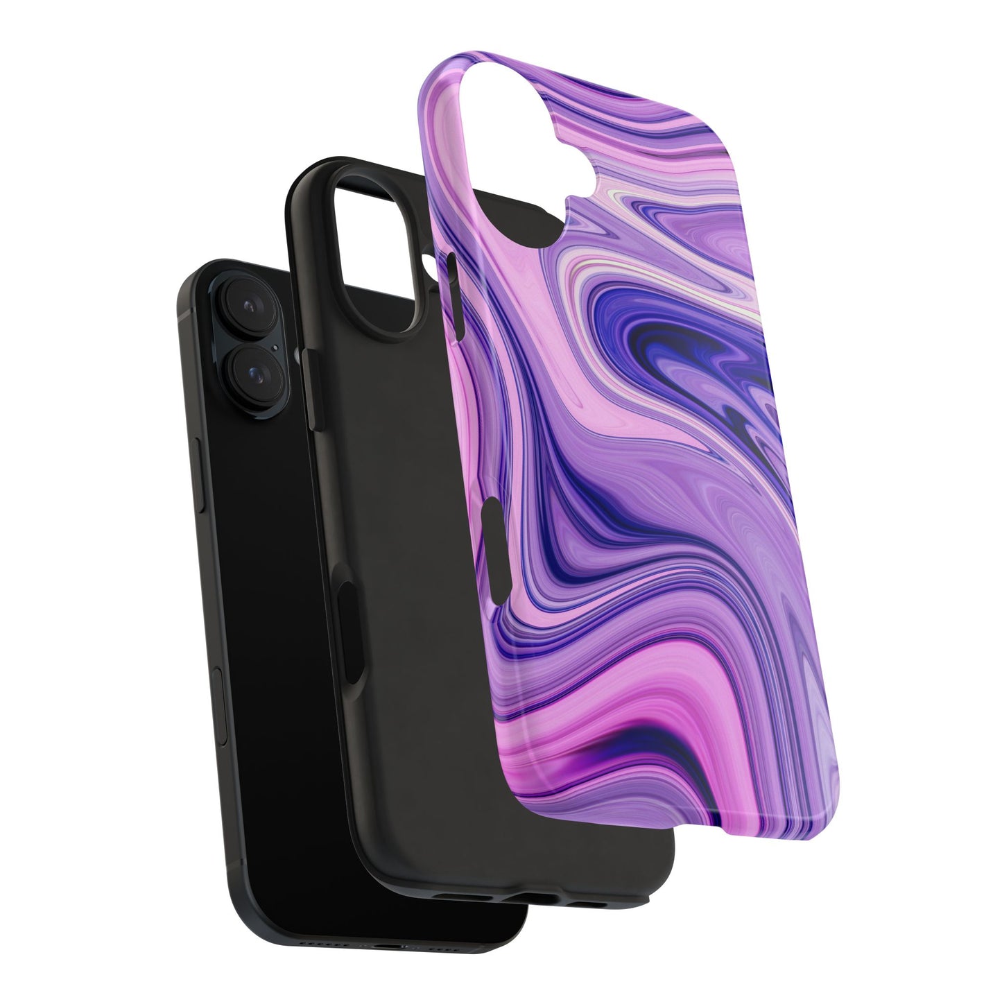 Marble Swirl Tough Phone Case - Artistic Purple and Pink Design