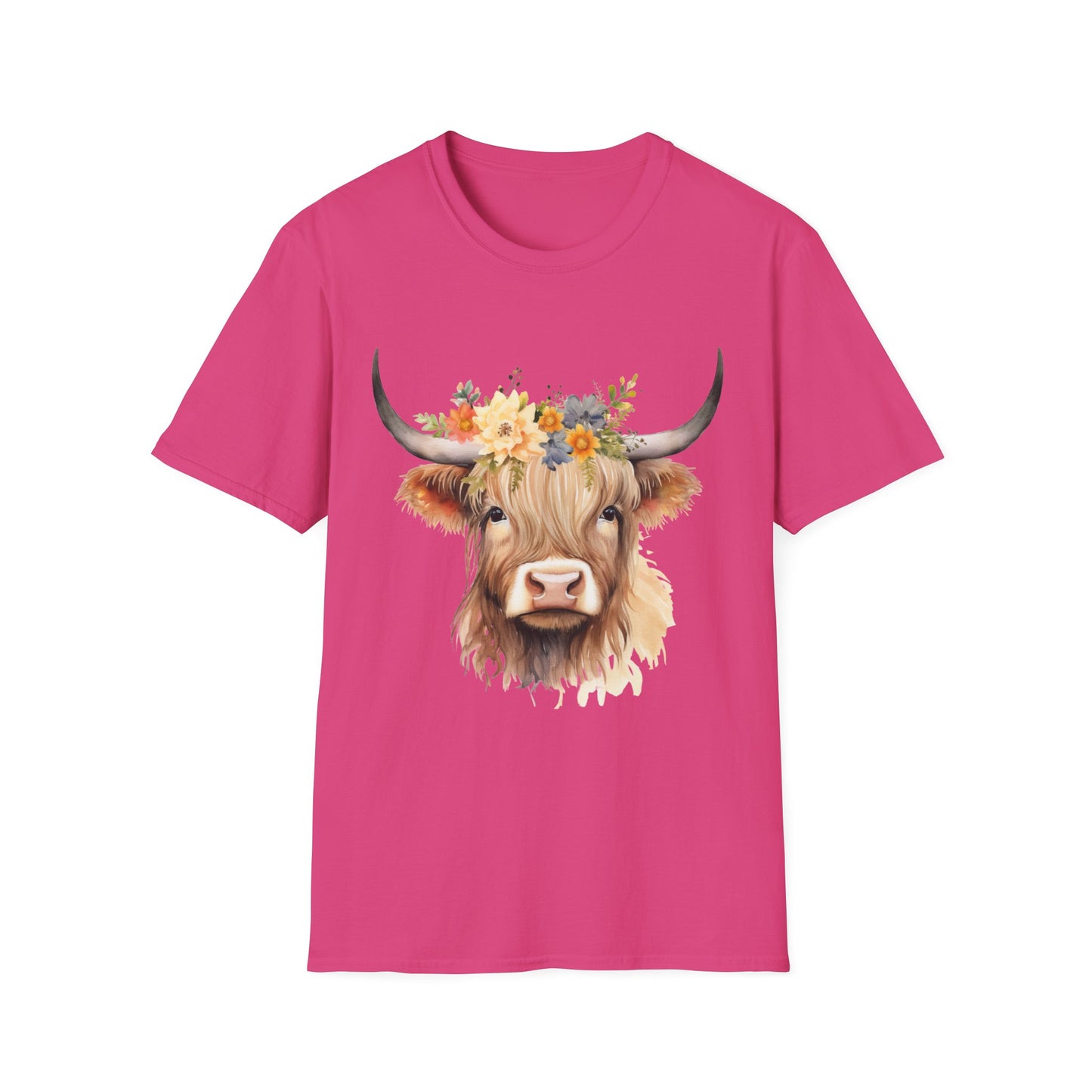 Floral Cow Unisex Softstyle T-Shirt