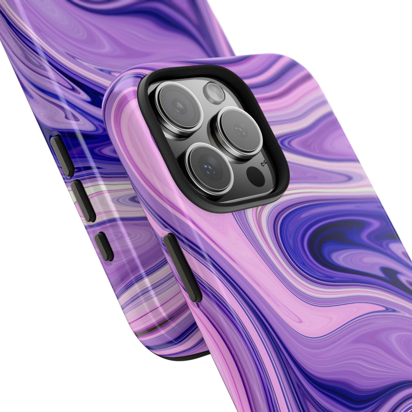 Marble Swirl Tough Phone Case - Artistic Purple and Pink Design