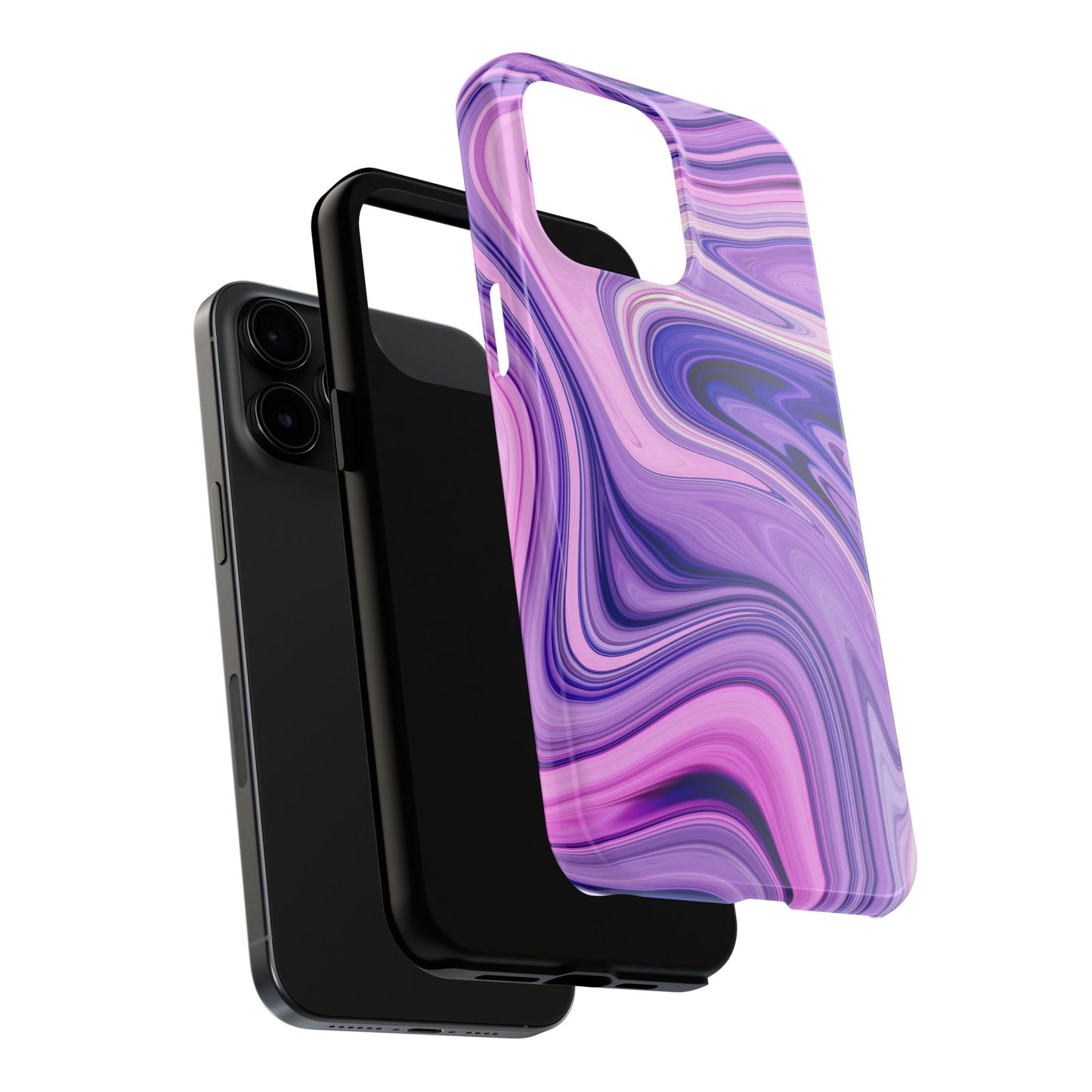 Marble Swirl Tough Phone Case - Artistic Purple and Pink Design