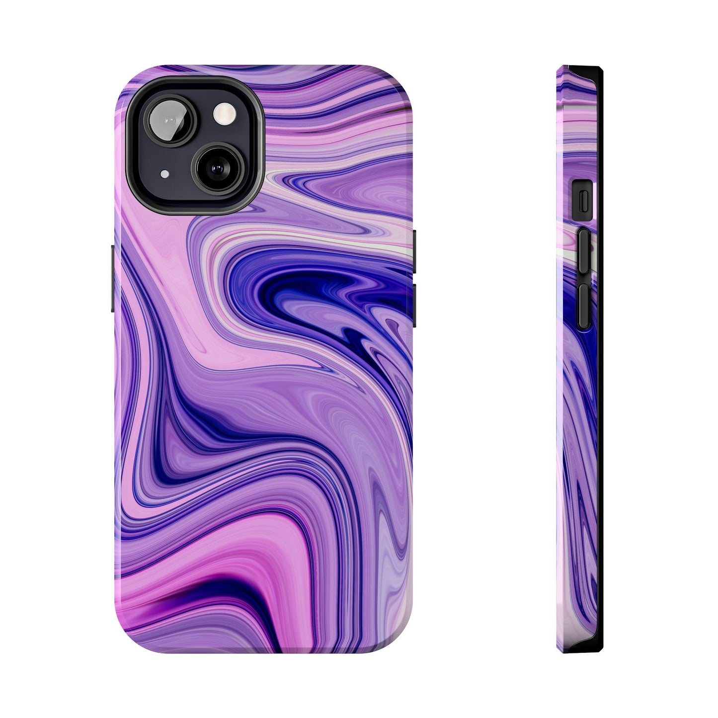 Marble Swirl Tough Phone Case - Artistic Purple and Pink Design