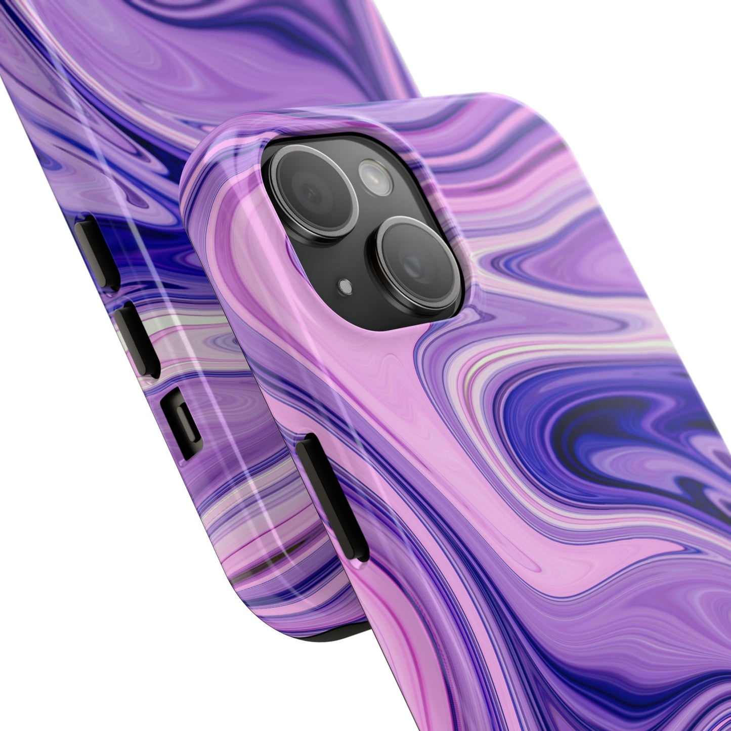 Marble Swirl Tough Phone Case - Artistic Purple and Pink Design