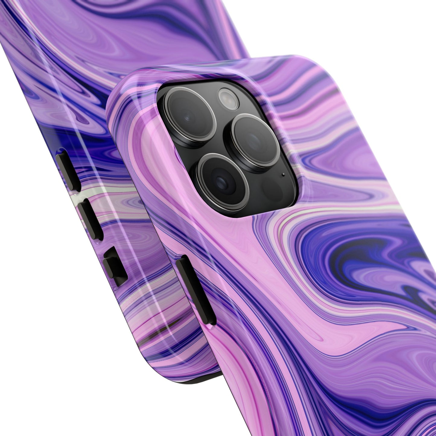 Marble Swirl Tough Phone Case - Artistic Purple and Pink Design