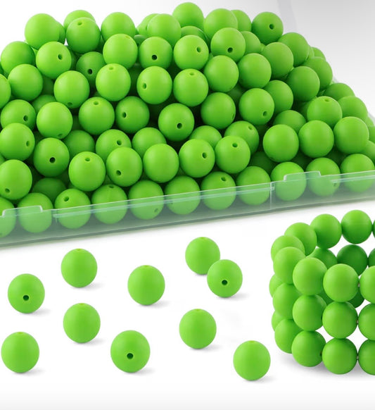 15mm Charteuse Silicone Beads