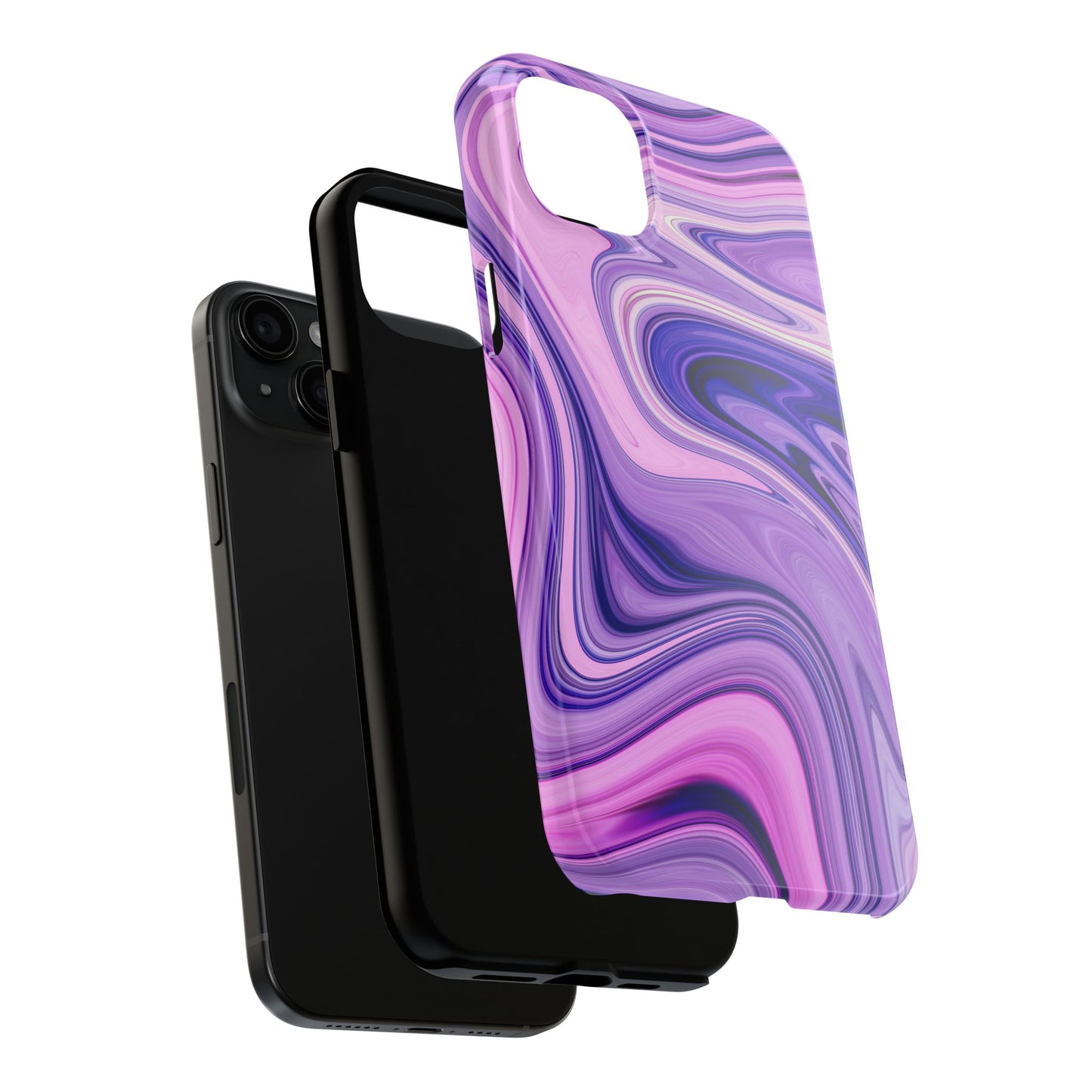 Marble Swirl Tough Phone Case - Artistic Purple and Pink Design