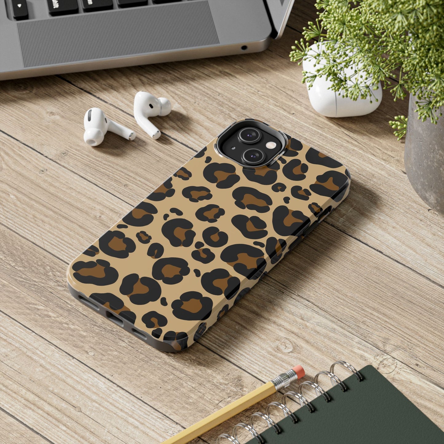 Chic Leopard Print Tough Phone Case - Durable Protection with Style