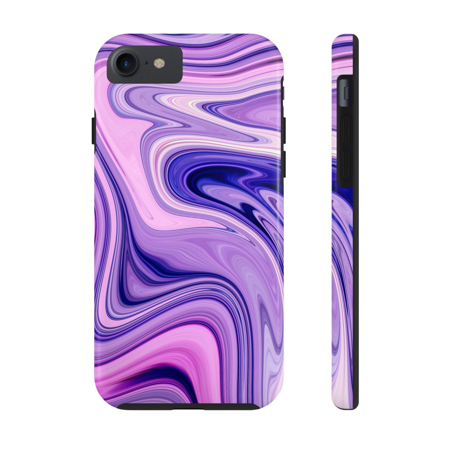 Marble Swirl Tough Phone Case - Artistic Purple and Pink Design