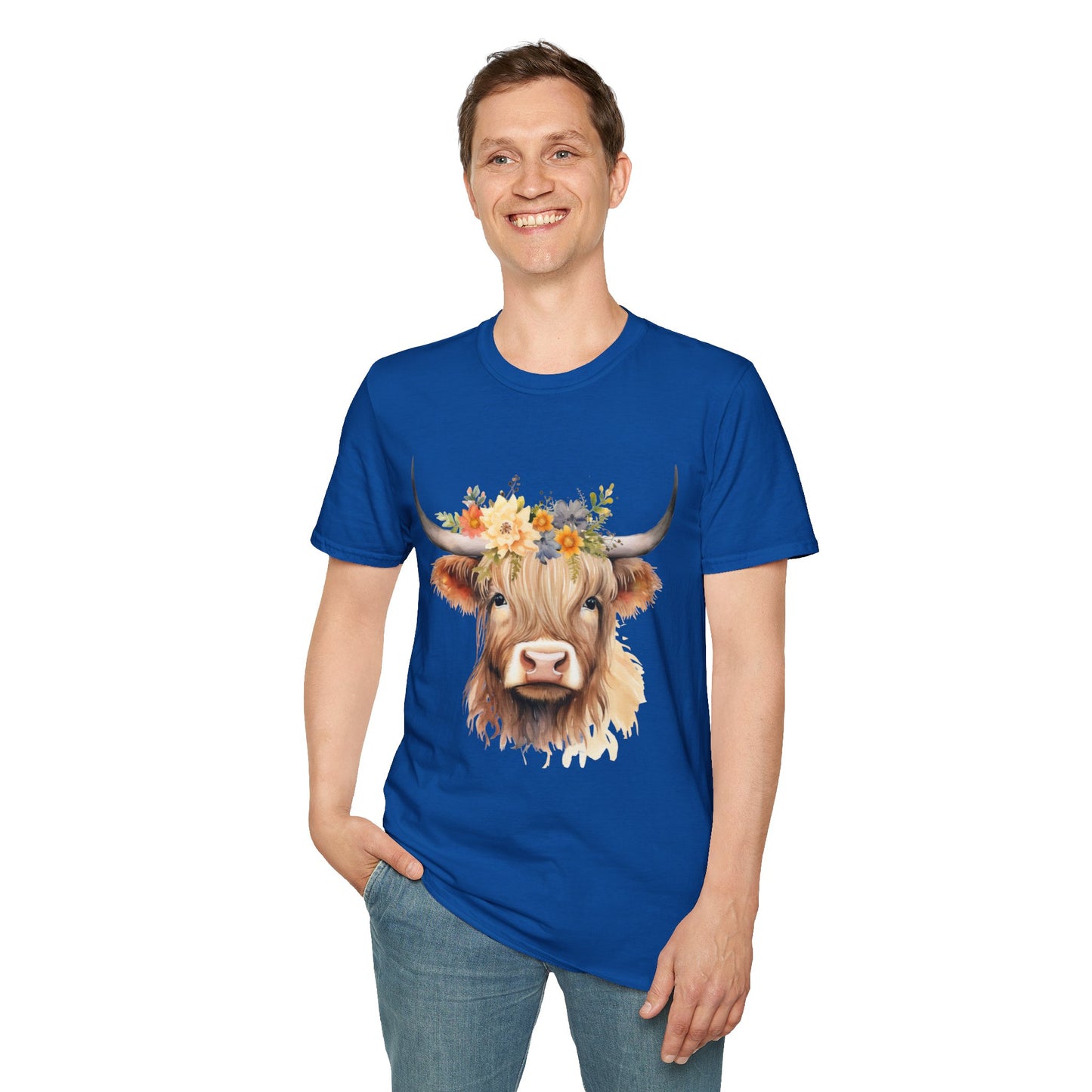 Floral Cow Unisex Softstyle T-Shirt