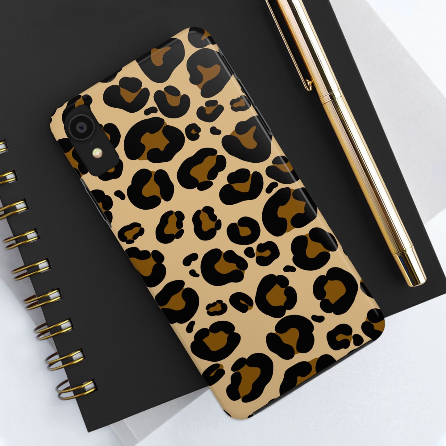 Chic Leopard Print Tough Phone Case - Durable Protection with Style