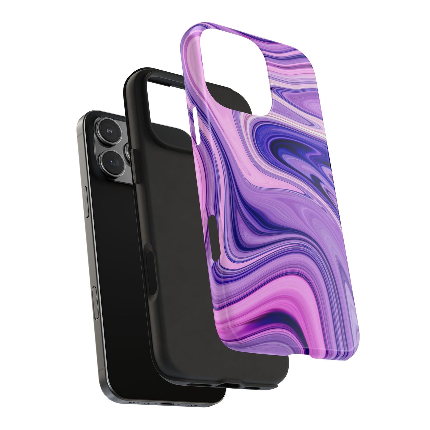 Marble Swirl Tough Phone Case - Artistic Purple and Pink Design