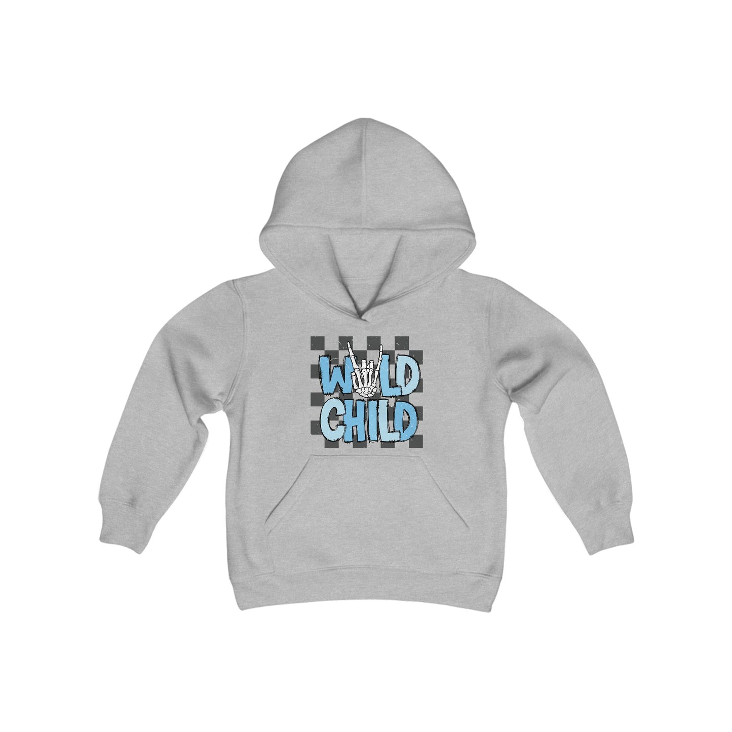 Youth Wild Child Hooded Sweatshirt - Cool Checkerboard Design for Fun Adventures