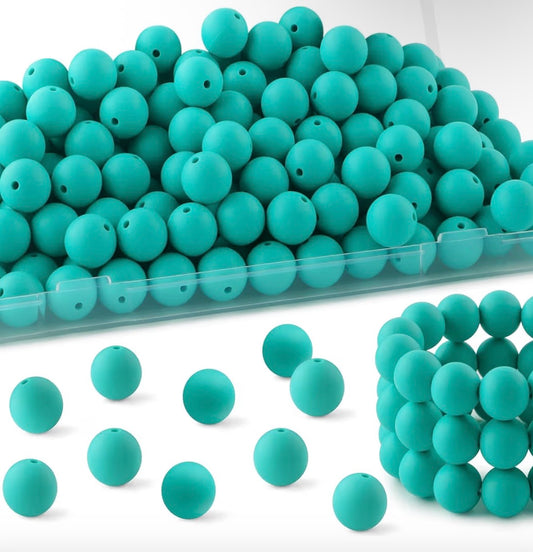 15mm Turquoise Silicone Beads
