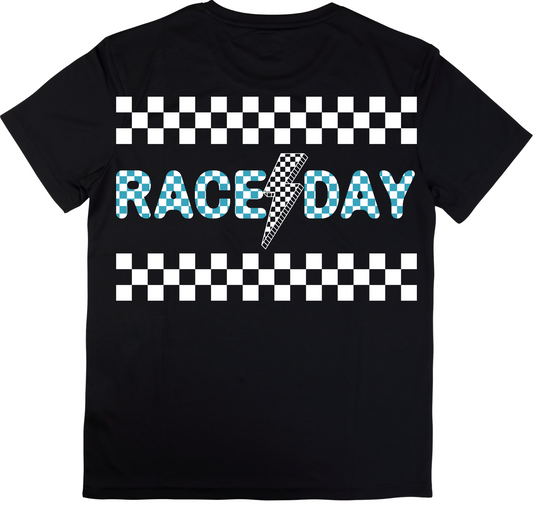 Teal Raceday lighting bolt & checkered - Digital Download