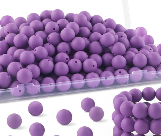 15mm Purple Silicone Beads
