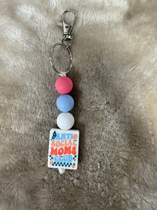 Anti Social Mom Club Straight Keychain