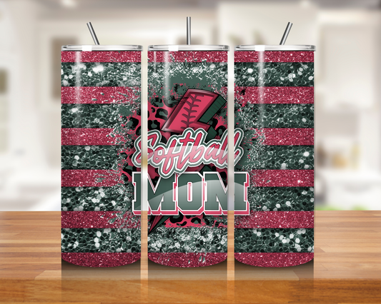 20oz Pink Softball Mom Tumbler