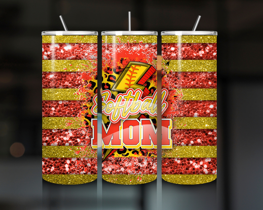 20oz Red & Yellow Softball Mom Tumbler